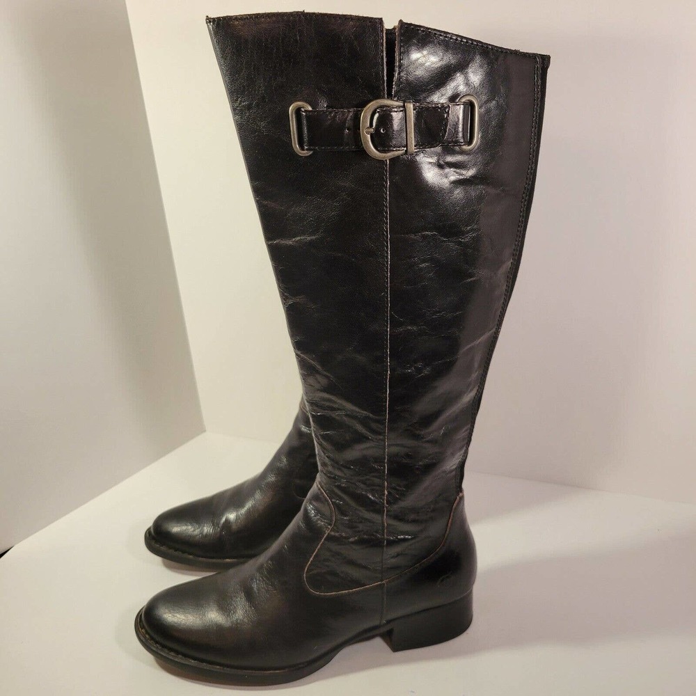 Born Black Cort Leather Knee High Boots Women's 8 M